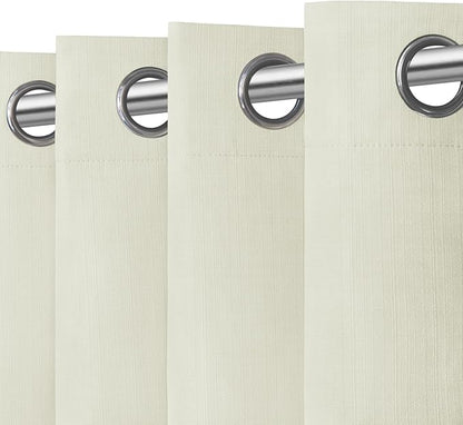 Easy-Going Linen Look Blackout Curtain Grommet Window Curtain Drapes for Bedroom, Living Room Thermal Insulated Room Darkening (2 Panels, 52x84 inch, Ivory)