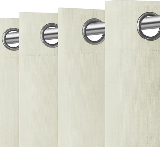 Easy-Going Linen Look Blackout Curtain Grommet Window Curtain Drapes for Bedroom, Living Room Thermal Insulated Room Darkening (2 Panels, 52x84 inch, Ivory)