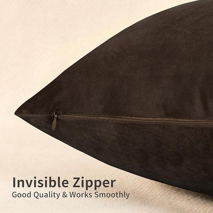 18x18 Inches Dark Brown Series Pillow Covers for Livingroom and Bedroom, Solid Velvet Throw Pillow Covers for Couch Sofa Deor (Brown Series, 18x18)