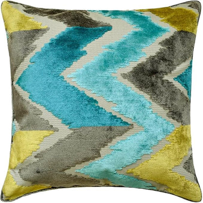 The HomeCentric King/Queen/Twin Blue Decorative Queen 74"x18" Bed Runner with Two Pillow Cover, Velvet, Peacock Colors & Ombre Bed Scarf on Velvet Fabric - Plume Palatte