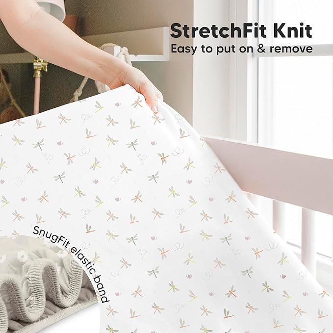 KeaBabies 2-Pack Baby Crib Sheets for Boys, Girls - 52x28 Viscose Derived from Bamboo Toddler Bed Sheets Neutral, Fitted Crib Mattress Cover for Standard Baby Bedding, Soft & Cozy (Meadow)
