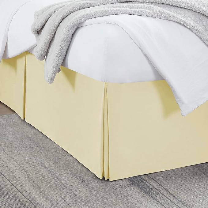 Nestl Vanilla Yellow Twin XL Bed Skirt - Twin XL Size Bed Skirt 14 Inch Drop - Brushed Microfiber Bed Skirts - Hotel Quality Pleated Bed Skirt - Shrinkage & Fade Resistant