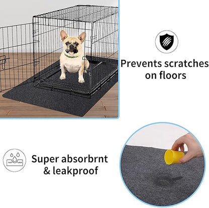 Dog Playpen Mat Pads, Puppy Pads for Dogs Training, Whelping, Housebreaking, Incontinence, Kennel, Reusable, Absorbent, Waterproof, Non-Slip, Washable, 34" x 52", Black