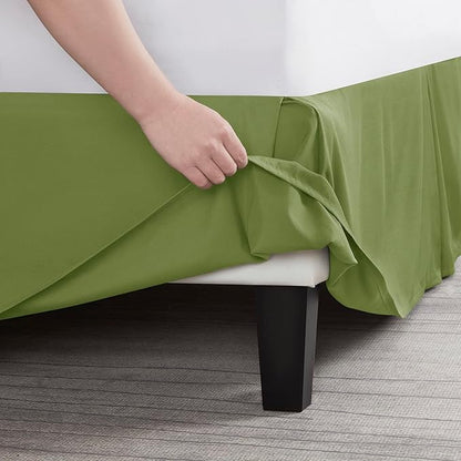 Nestl Calla Green Bed Skirt Queen Size - Queen Bed Skirt 14 Inch Drop - Brushed Microfiber Bed Skirts - Hotel Quality Pleated Bed Skirt - Shrinkage & Fade Resistant