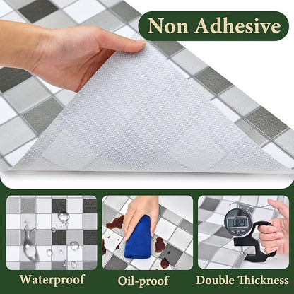 Drawer and Shelf Liner for Kitchen Cabinet: 17 in X 20 Ft Non Slip Waterproof Shelf Paper Non Adhesive Refrigerator Liners Gray Mosaic Easy Liners for Bathroom