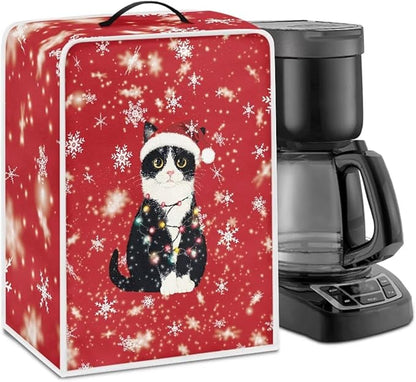 Coffee Maker Cover - Christmas Cat Dust Protector - Small Mixer Machine Covers - Washable Foldable