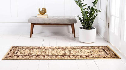 Unique Loom Voyage Collection Traditional Oriental Classic Area Rug (2' 0 x 8' 0 Runner, Ivory/Gold)