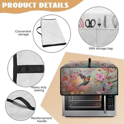 Air Fryer Toaster Oven Dust Cover Protective Microwave Oven Cover Small Appliance Protector Decorations Kitchen Accessories, L, Hummingbird Pink Flower