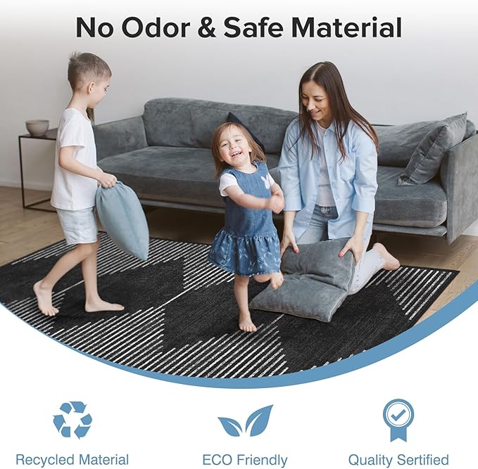 Office Chair Mat for Hardwood Floors, Durable 36"x55" Low-Pile Bohemian Stripe Desk Rug with Non-Slip Backing, Easy-Glide Computer Floor Protector for Rolling Chairs
