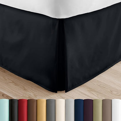 Linen Market Bed Skirt - Ultra Soft Microfiber - Easy Fit with 14 Inch Tailored Drop - Hotel Quality, Shrinkage & Fade Resistant - Bed Cover - Full Size Bed Skirts - Bedroom Décor - (Full, Black)
