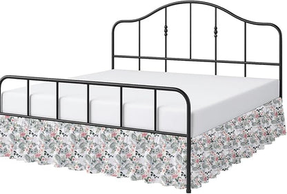 Cottington Lane Ruffled Bed Skirt Full Size with Split Corner, Brushed Microfiber Hotel Quality Dust Ruffle, 24 Inch Drop Gathered Bedskirt, Soft, Stylish, Shrink & Fade Resistant, Petal Dream