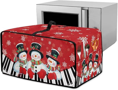 Christmas Air Fryer Toaster Oven Cover with Side Pockets, Holiday Festival Decor Electrical Appliance Cover Kitchen Countertop Accessories and Decor, L, Snowman Piano Keys Snowflake Red
