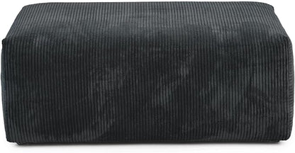 JACH 39.37" Oversized Ottoman Seater for Living Room, Deep Seat Extra Sofa Seater, Minimalist Chaise Ottoman, Modern Corduroy Ottomans for Living Room, Apartment, Black ﻿