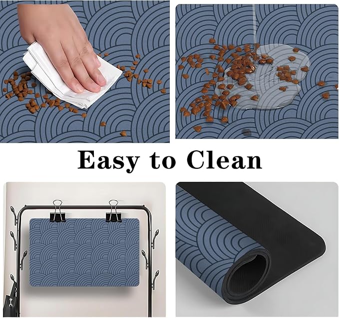 Dog Food Mat for Floors, Absorbent and Quick-Drying Pet Cat Food Mat,Anti-Fouling and Easy-to-Clean Pet Feeding Mat,Dog Bowl Mats for Messy Drinking Water Bowls.12x20inch Boho Style