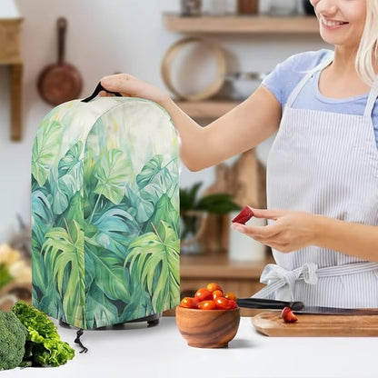 Green Palm Leaf Print Blender Dust Cover for Home Kitchen Small Appliance Decor, Anti Fingerprint Oil-proof Dust Protection Stand Mixer Cover Juicer Cover 9.4 x 7.2 x 15.9 inch