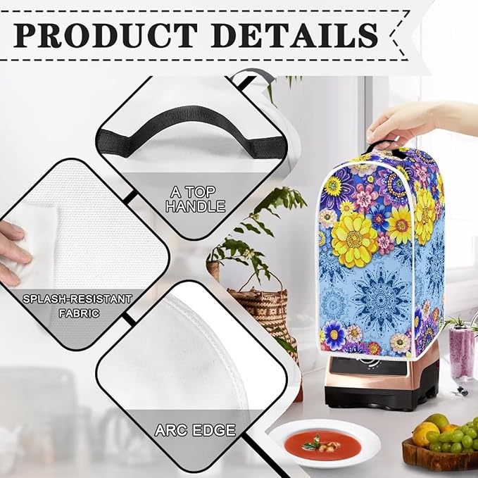 Boho Mandala Floral Toaster Cover 2 Slice Washable Blender Cover Kitchen Small Appliance Dust Cover for Coffee Maker Bread Maker Microwave Oven