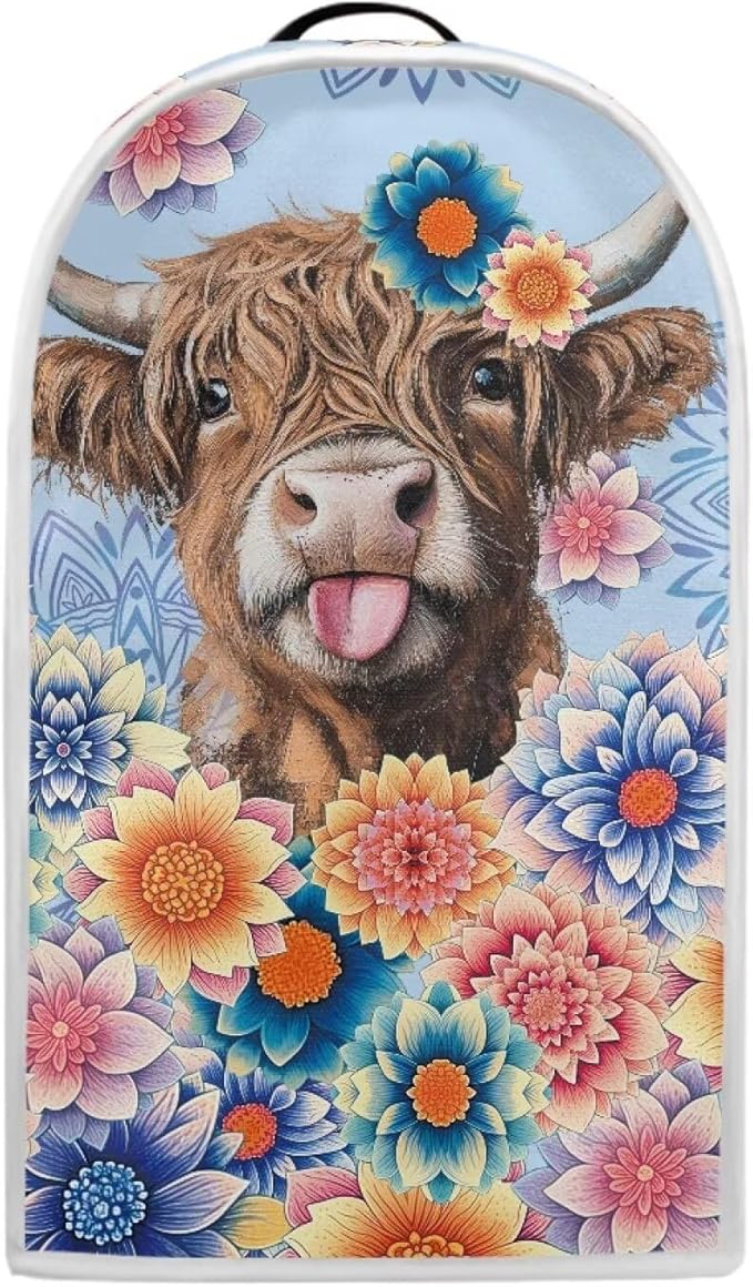 Talayituse Boho Mandala Highland Cattle Print Blender Dust Cover with Handle, Stand Mixer or Coffee Maker Appliance Covers Anti Fingerprint Dust Proof Stain Resistant Blender Cover for Home Kitchen