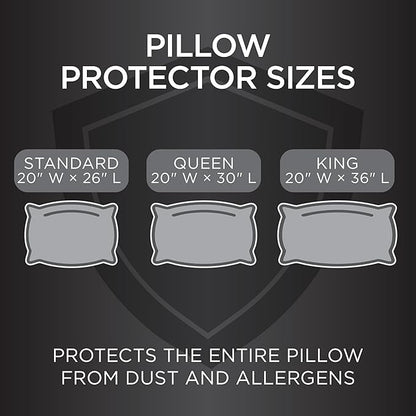 Protect-A-Bed AllerZip King 20" x 36" Pillow Protectors (Set of 2), Bed Bug and Dust Mite Proof, Noiseless and Odor-Resistant Pillow Covers, 100% Waterproof, Machine Washable