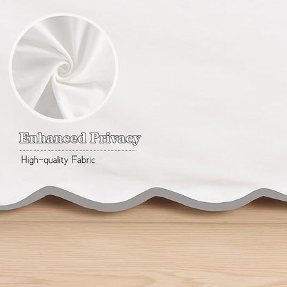 HIG Off-White Chic Twin XL Bed Skirt - Easy Fit Scallop Edge Pleated Bedskirts, 14 Inch Drop Anti-Slip Dust Ruffle, Thick Fabric for Enhanced Privacy, Pre-Washed for Long-Lasting Use(N60022)