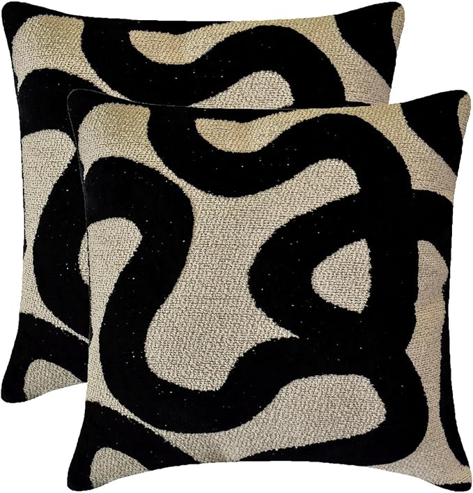 The HomeCentric Black Bed Runner for King/Queen/Twin Cut Velvet Decorative Bed Scarf 53"x18" Bed Runner Without Pillow Cover, Abstract Bed Scarf Bedroom Décor Accent - Noir Scroll