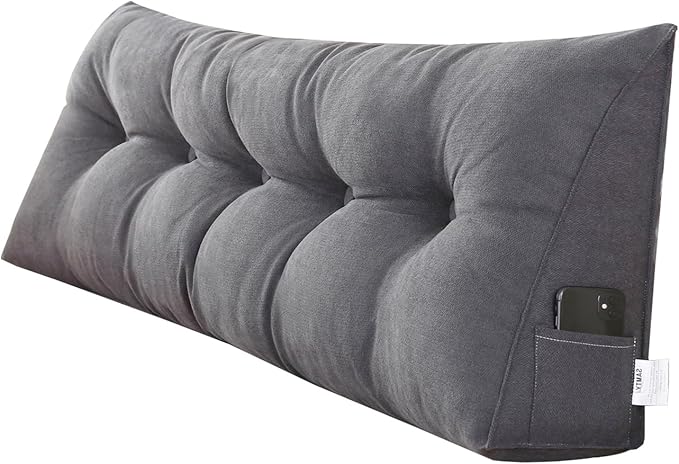 Triangular Wedge Pillow headboard California King Size for Couch Large headboard Pillow with Removable Cover Back Rest Pillows for Sitting up in Bed