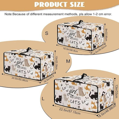Waterproof Microwave Oven Grill Cover Protector Cartoon Cats Paw Print Foldable Microwave Oven Dust Cover with Storage Bags Just A Girl Print Case Protections for Toaster Oven, L
