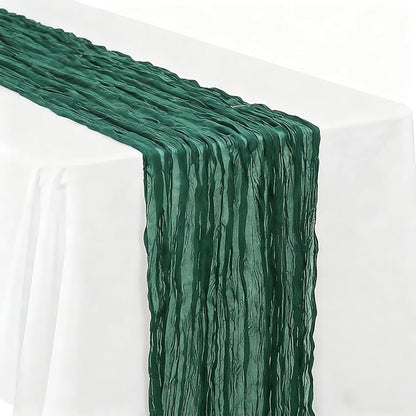 BALCONY & FALCON Emerald Green Cheesecloth Table Runner 10FT 120 Inch Rustic & Boho Farmhouse Gauze Cheese Cloth Runners for Wedding Fall Thanksgiving Christmas Party Baby Shower Birthday Decor