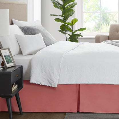 Nestl Pink Clay Twin XL Bed Skirt - Twin XL Size Bed Skirt 14 Inch Drop - Brushed Microfiber Bed Skirts - Hotel Quality Pleated Bed Skirt - Shrinkage & Fade Resistant
