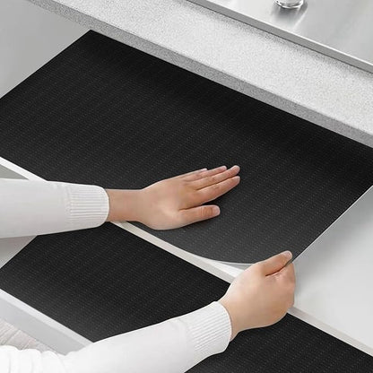 Shelf and Drawer Liner for Kitchen Cabinets Non-Adhesive, Strong Grip Non-Slip Thickened Cabinet Liners for Shelves, Waterproof Mats for Dresser Cupboard, Black, 23 in x 10 Feet