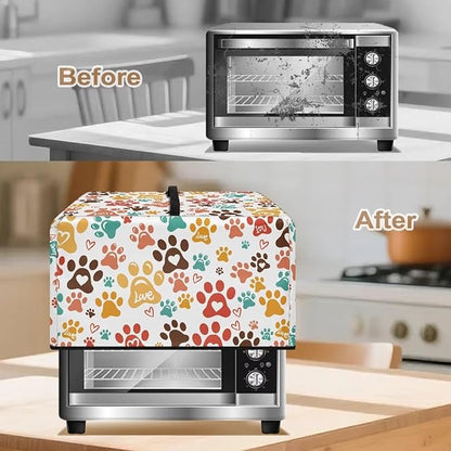 Microwave Oven Dust Cover, Dog Paw Polyester Dust Cover for Microwave Oven for Most Microwaves Oven Cloth Covers Waterproof Microwaves Dusts Covers Anti-Scratch Washable