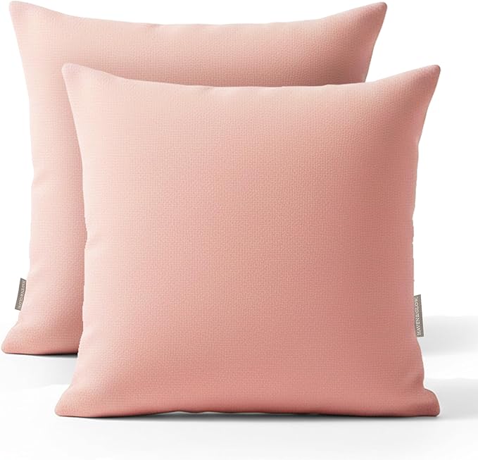 Haven & Glow Decorative Throw Pillow Cover – Square Cushion Case with Zipper | Modern Sofa, Couch & Bed Accent Pillow Covers for Living Room, Bedroom & Home Decor | 18 x 18 Inch – Deep Pink – 2 Pack