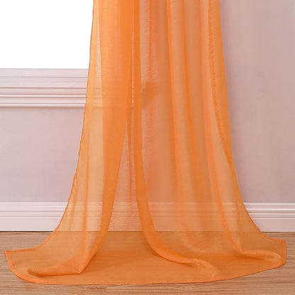 DONREN Coral Orange Window Scarf for Background - Luxury Soft Decoration Semi Sheer Scarf for Party Wedding (1 Pack,52 W x 216 L)