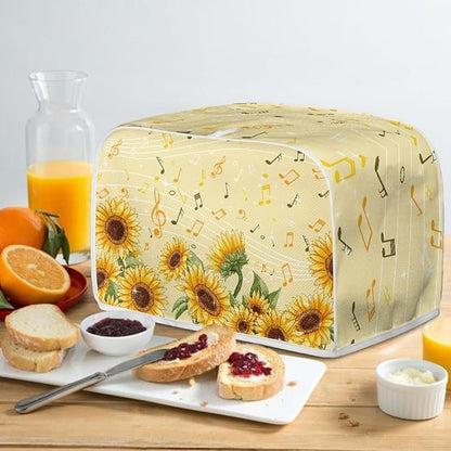 Sunflower Music A Print Bread Maker Cover, Anti Dust & Fingerprints Toaster Covers for Kitchen, 2 Slice Wide Slots