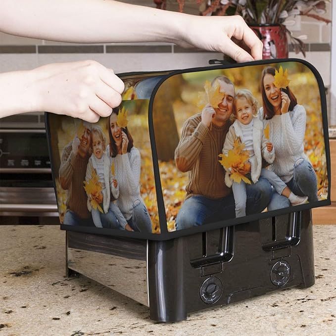 Custom Toaster Cover Personalized Waterproof Appliance Cover with Pocket Dustproof Oxford Fabric Machine Protector Fits Standard 4 Slice Toasters for Home Kitchen