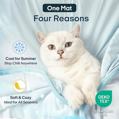 Zonli Premium Cooling Blanket for Dogs-Lightweight Fluffy Pet Throw & Bed Cover,Cooling Mat for Dogs,Cats&Puppies - Breathable,Durable Summer Blanket-Oversized 39"×55" Pet Pad, Machine Washable (Blue)