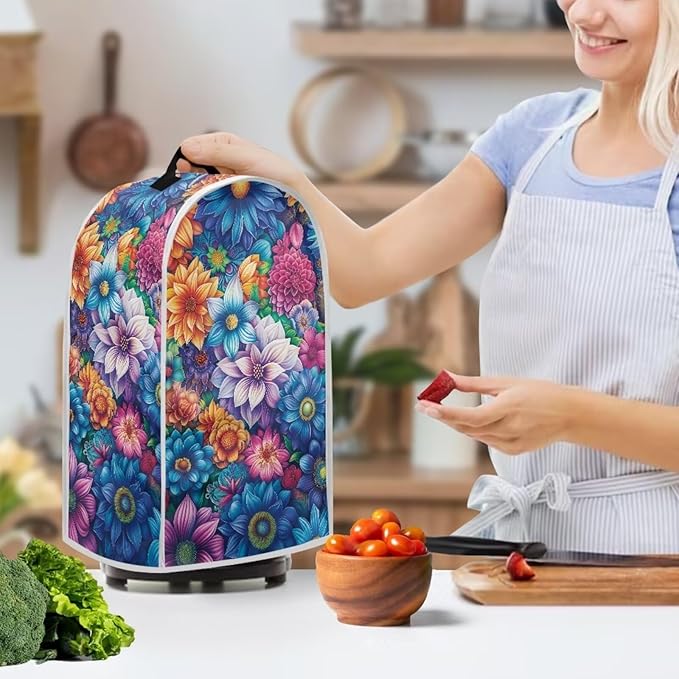 Bright Blossoms Kitchen Blender Cover Toaster Cover Boho Mandala Floral 2 Slice Washable Kitchen Accessories Small Appliance Protector Covers
