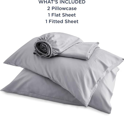 Bedsure Full Size Bed Sheets, Cooling Sheets, Rayon Derived from Bamboo, Breathable & Soft, Deep Pocket Up to 16 Inches, Hotel Luxury Silky Bedding for Hot Sleepers, Silver Grey