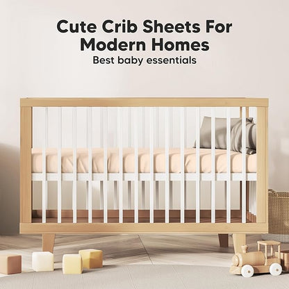 KeaBabies 2-Pack Baby Crib Sheets for Boys, Girls - 52x28 Viscose Derived from Bamboo Toddler Bed Sheets Neutral, Fitted Crib Mattress Cover for Standard Baby Bedding, Soft & Cozy (Cameo)
