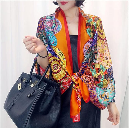 Fashion Scarves Scarf 100% Silk Feeling Scarf Silk Like Scarves Long Lightweight Sunscreen Shawls for Women