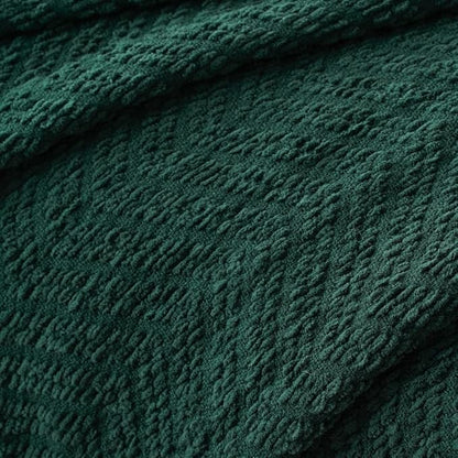 BATTILO HOME Forest Green Throw Blanket Couch,Knit Christmas Throw Blanket Versatile Chair,Super Soft Warm Christmas Decor Throw Tassels Bed,Sofa and Living Room,50'' x 60''