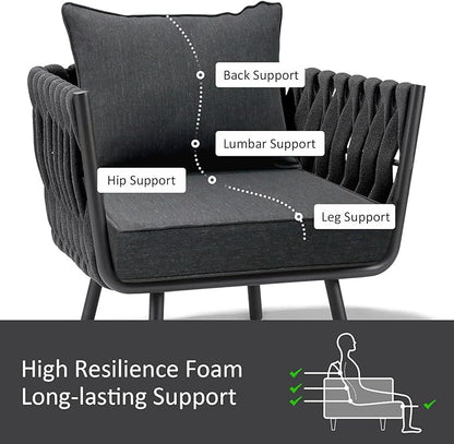 Outdoor Patio Chair Cushions Set, 24" x 24", Set of 2, Water-Repellent, Fade Resistant, Deep Seat Bottom and Back Cushion for Backyard, Couch, Sofa and Patio Furniture, Charcoal