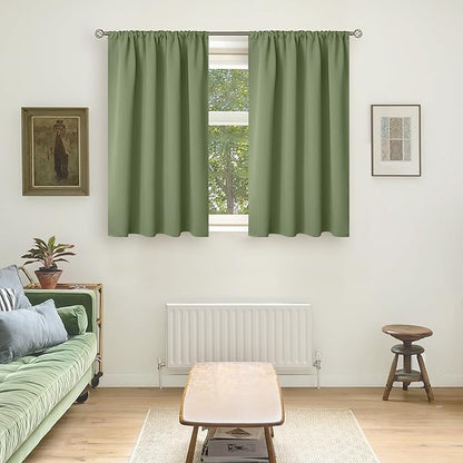 BGment Olive Green Blackout Curtains 54 Inches Length for Bedroom - Thermal Insulated Room Darkening Drapes for Kitchen Living Room Privacy, 42 x 54 Inch, 2 Panels