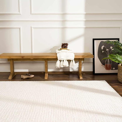 Hauteloom Keita Living Room, Bedroom Area Rug - Contemporary - High Pile - Bone - 6'7" x 9'