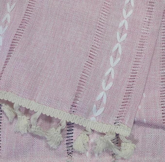Simple Bedside Table Tassel Cover Cloth, Tablecloth Cover Towel, Suitable for Bedside Table TV Microwave Washing Machine Refrigerator Dust Cover (Pink, 15.7 * 35.4 inches)