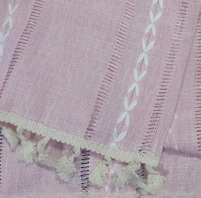 Simple Bedside Table Tassel Cover Cloth, Tablecloth Cover Towel, Suitable for Bedside Table TV Microwave Washing Machine Refrigerator Dust Cover (Pink, 15.7 * 35.4 inches)