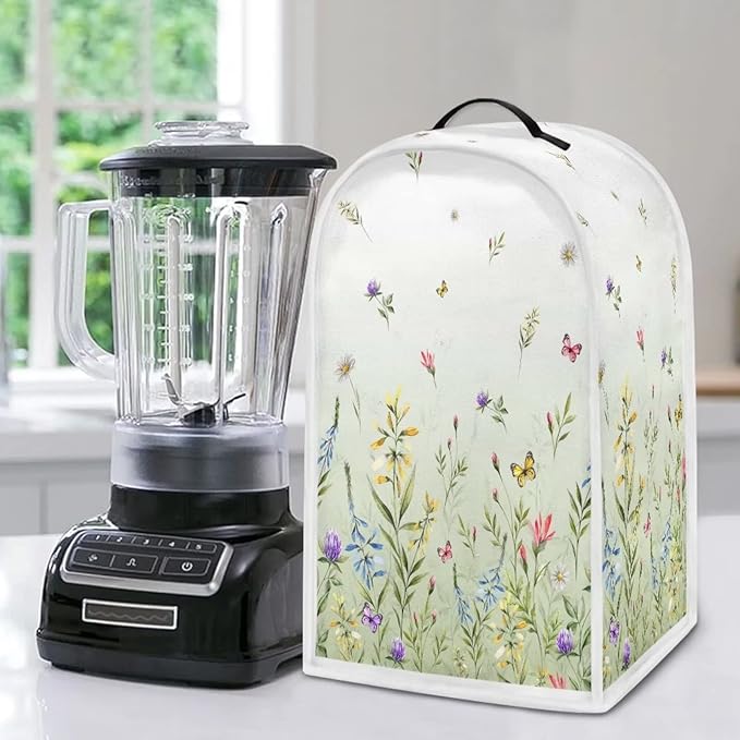 Butterfly Floral Print Blender Cover Dust Proof Washable Small Appliance Cover, Durable Foldable Dust Cover Kitchen Decorations for Blender Food Processor juicer