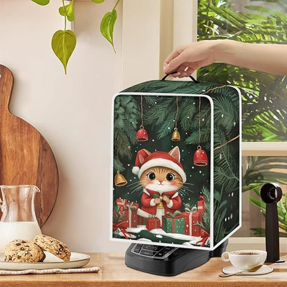 Coffee Maker Cover Christmas Cat Coffee Up Covers Dustproof Protector for Mixer Foldable Appliance Cover
