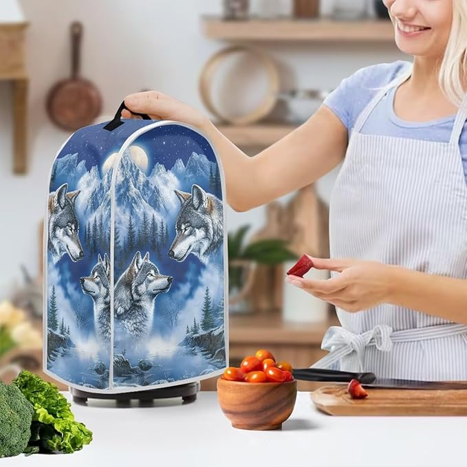 Talayituse Wolf Mountain Print Blender Dust Cover, Fingerprint Protection Cover for Stand Mixer or Coffee Machine, Home Kitchen Appliance Covers for Stain Dust Resistant Supplies