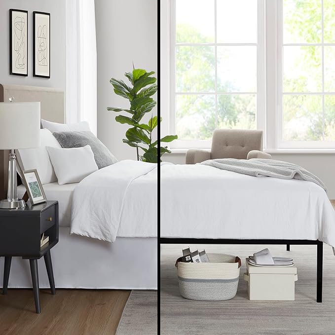 Nestl White Bed Skirt Cal King Size - Cal King Bed Skirt 14 Inch Drop - Brushed Microfiber Bed Skirts - Hotel Quality Pleated Bed Skirt - Shrinkage & Fade Resistant