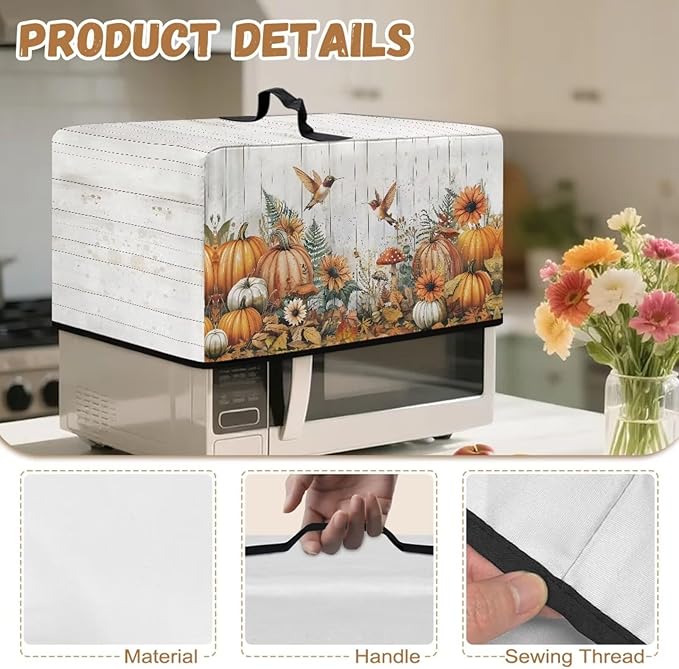 Microwave Oven Dust Cover, Thanksgiving Hummingbird Polyester Dust Cover for Microwave Oven for Most Microwaves Oven Cloth Covers Waterproof Microwaves Dusts Covers Anti-Scratch